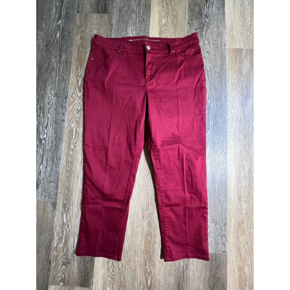 Chico's Perfect Stretch Girlfriend Slim Leg Ankle Pants Womens 3 Red Excellent